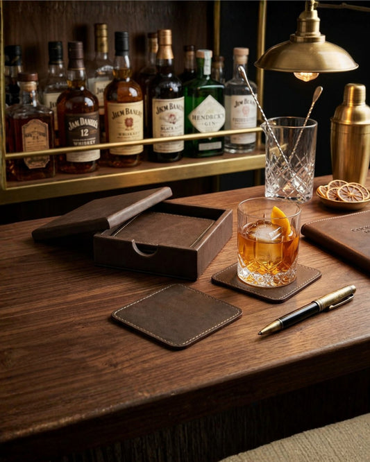 Leatherette Coaster Set